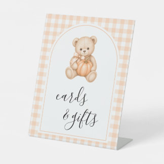 Teddy Bear Pumkin Cards & Gifts Baby Shower Sign