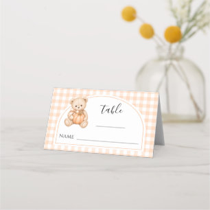Teddy Bear Pumpkin Baby Shower Place Cards Tents