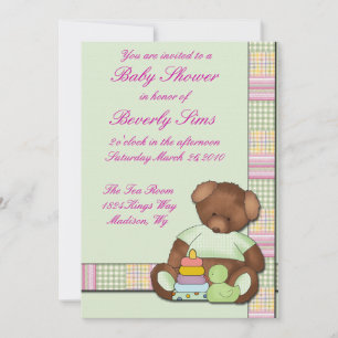 Teddy Bear Quilt Baby Shower Invitation