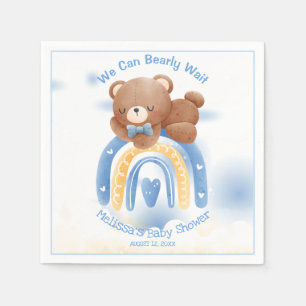 Teddy Bear Rainbow Boys Baby Shower Napkin