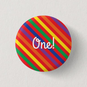 Teddy Bear Rainbow Cute 1st Birthday Party 3 Cm Round Badge