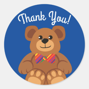 Teddy Bear Rainbow Cute 1st Birthday Party Classic Round Sticker