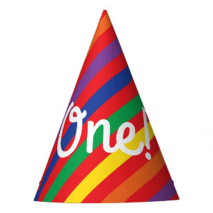 Teddy Bear Rainbow Cute 1st Birthday Party Hat