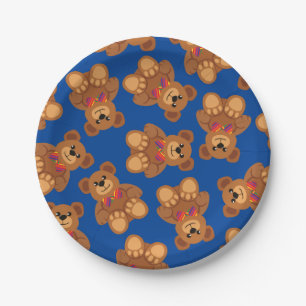 Teddy Bear Rainbow Cute 1st Birthday Party Paper Plate
