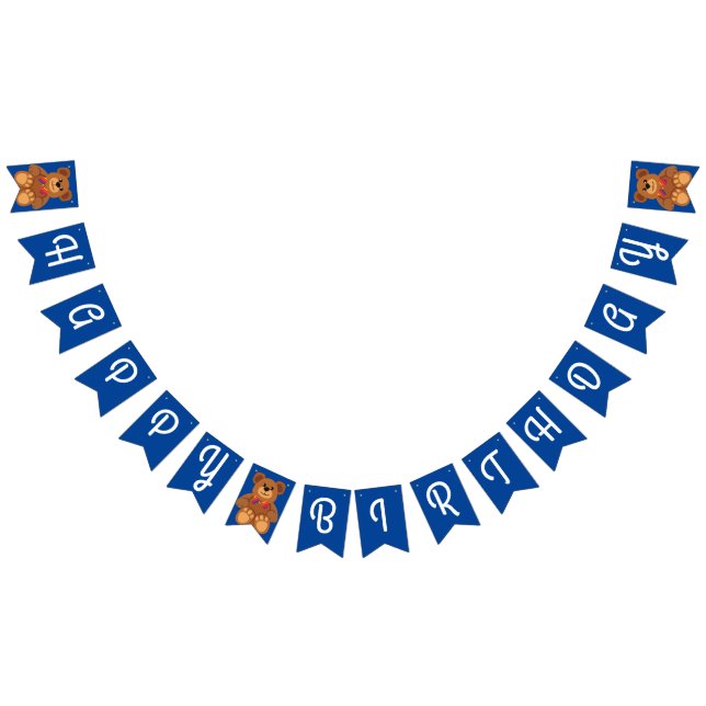 Teddy Bear Rainbow Cute Kid's Birthday Party Bunting (All)