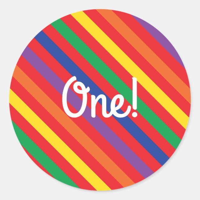 Teddy Bear Rainbow Cute Kid's Birthday Party Classic Round Sticker (Front)