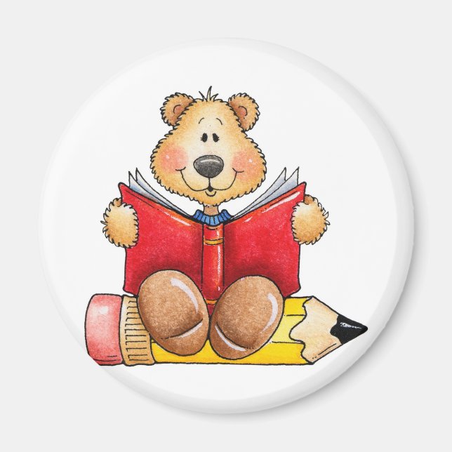 Teddy Bear Reading Magnet (Front)