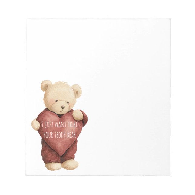 Teddy Bear Red Heart Notepad (Front)