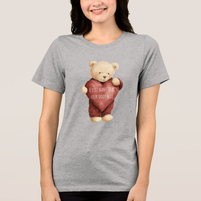 Teddy Bear Red Heart Tri-Blend Shirt (Front)