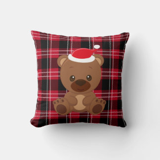 Teddy Bear Red Plaid Country Classic Pillow