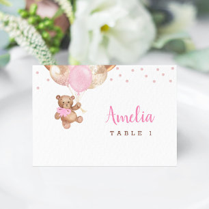 Teddy Bear Rose Balloons Baby Shower Place Card