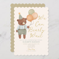 Teddy Bear Sage Green Bearly Wait Baby Shower 