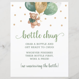 Teddy Bear Sage Green Bottle Chug Game