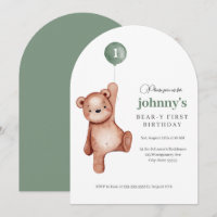 Teddy Bear Sage Green First Birthday Party