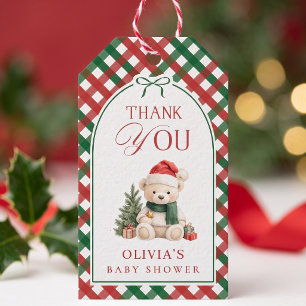Teddy Bear Santa Baby Shower Gift Tags