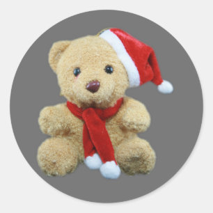 Teddy Bear Santa Classic Round Sticker