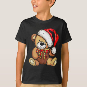 Teddy Bear Santa Hat Christmas Pajama Cute X-mas B T-Shirt
