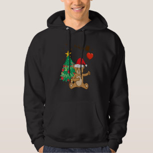 Teddy Bear Santa Hat Christmas Tree Pajama Cute X Hoodie