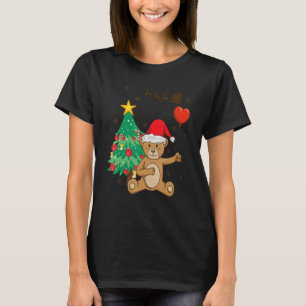 Teddy Bear Santa Hat Christmas Tree Pajama Cute X  T-Shirt