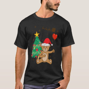 Teddy Bear Santa Hat Christmas Tree Pajama Cute X T-Shirt