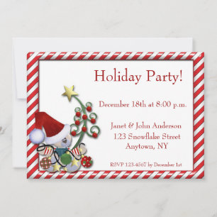 Teddy Bear Santa Holiday Invitation