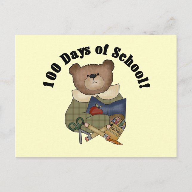 Teddy Bear School 100 Days Tshirts and Gifts Postcard (Front)