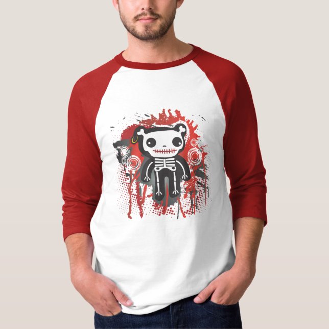 teddy bear skeleton bloody grunge T-Shirt (Front)
