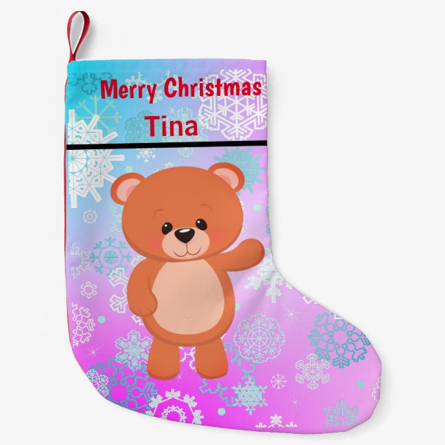Teddy bear small christmas stocking (Front)