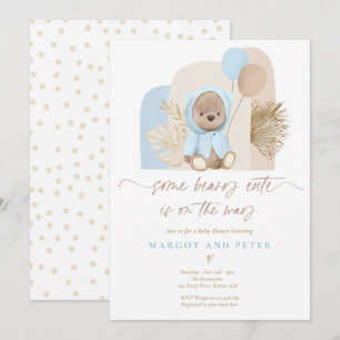 Teddy Bear Some Beary Cute Boho Baby Shower Invitation