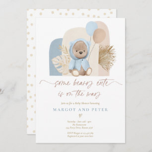 Teddy Bear Some Beary Cute Boho Baby Shower  Invitation
