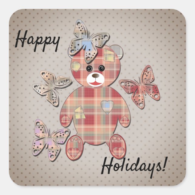 Teddy bear square sticker (Front)