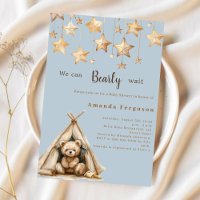 Teddy bear stars teepee blue Baby Shower