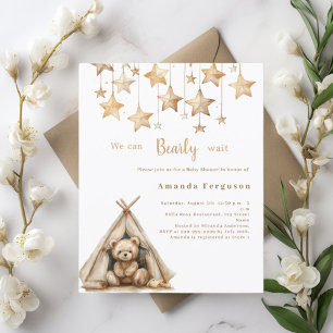 Teddy bear stars tent boho Baby Shower invitation
