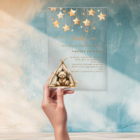 Teddy bear stars tent boho clear Baby Shower