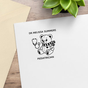 Teddy Bear Stethoscope Doctor Paediatrician 1x1 Rubber Stamp