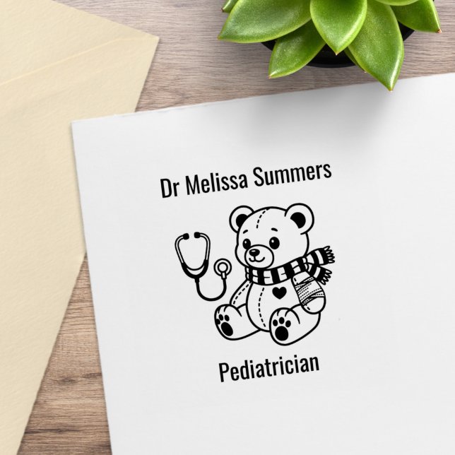Teddy Bear Stethoscope Doctor Paediatrician Rubber Stamp (Creator Uploaded)
