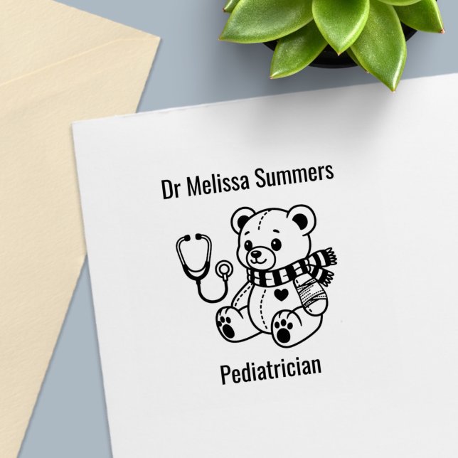 Teddy Bear Stethoscope Doctor Paediatrician Self-inking Stamp (Creator Uploaded)