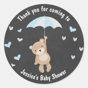 Teddy bear Sticker favour tag woodland Boy Blue