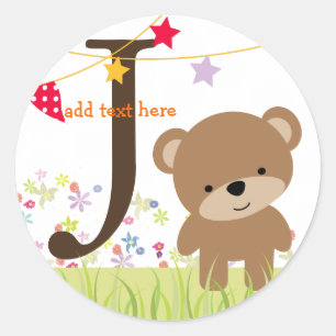 Teddy Bear stickers/add monogram Classic Round Sticker