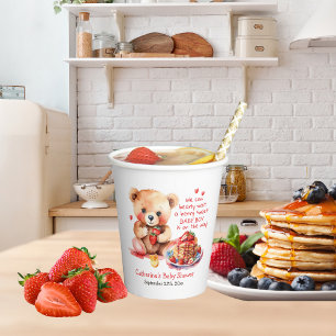 Teddy Bear Strawberry Pancake Brunch Baby Shower Paper Cups