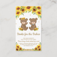 Teddy Bear Sunflower Twins Boy Girl Bring a Book
