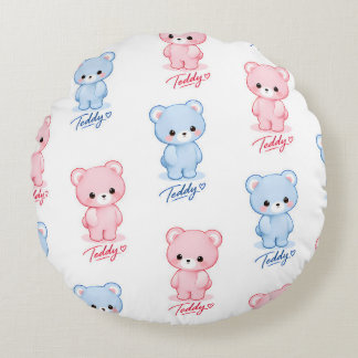 Teddy Bear Sweet Childhood Round Cushion