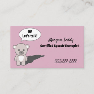 Teddy Bear Talking Print Cute Speech Therapy Business Card