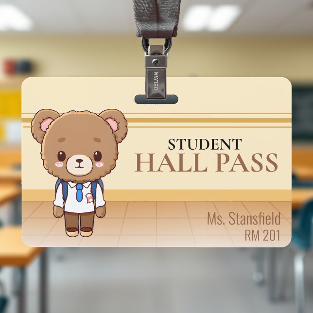 Teddy Bear Teacher School Classroom Hall Pass ID Badge (Teddy Bear Teacher School Classroom Hall Pass Badge
)