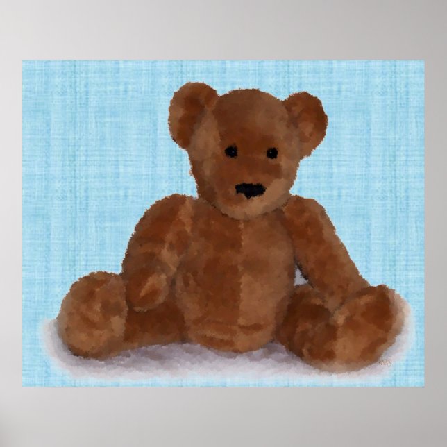 Teddy Bear Teal Toy Photography Poster (Front)