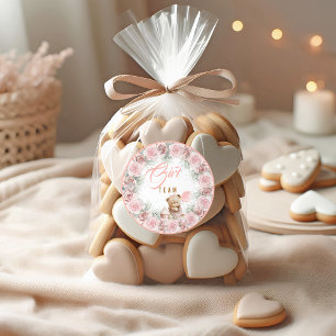 Teddy Bear Team Girl Gender Reveal Sticker
