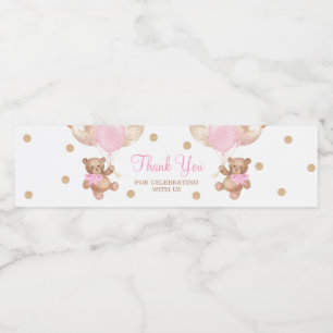 Teddy Bear Thank You Baby Show Water Bottle Label