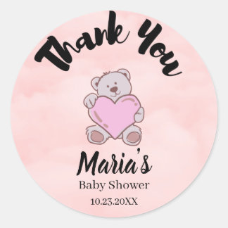 Teddy Bear Thank You Baby Shower Classic Round Sticker