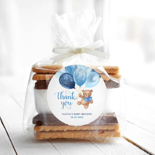 Teddy Bear Thank You Baby Shower Favours Gift Classic Round Sticker