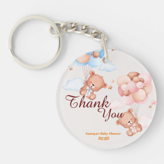 Teddy Bear Thank You Baby Shower Key Ring